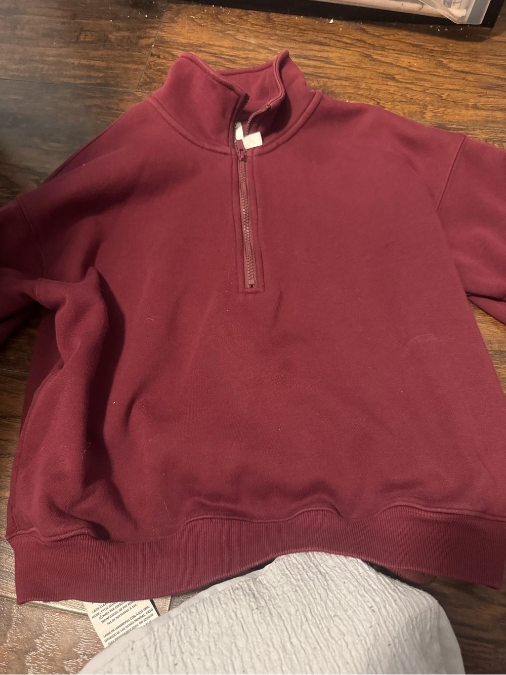 Fabletics Maroon Quarter-Zip Pullover - Picture 3 of 4
